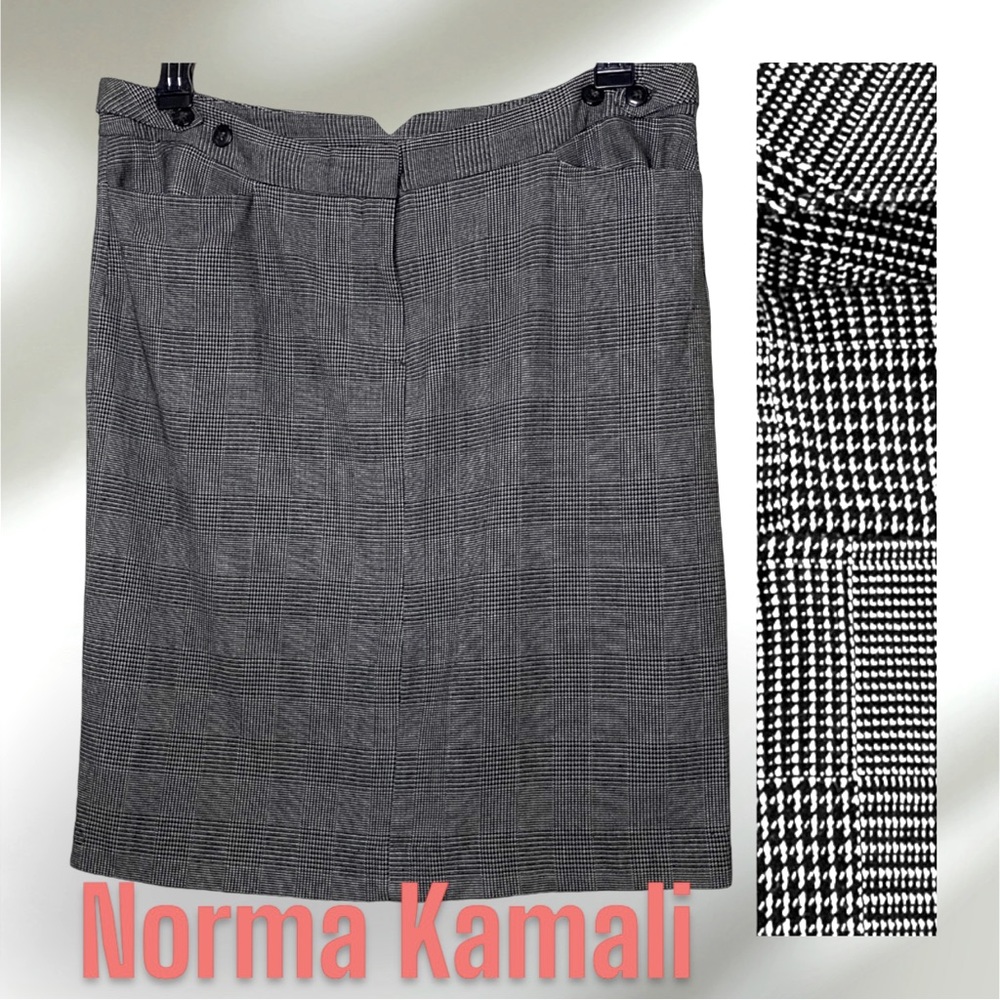 Norma Kamali Straight Plaid Skirt with front pockets